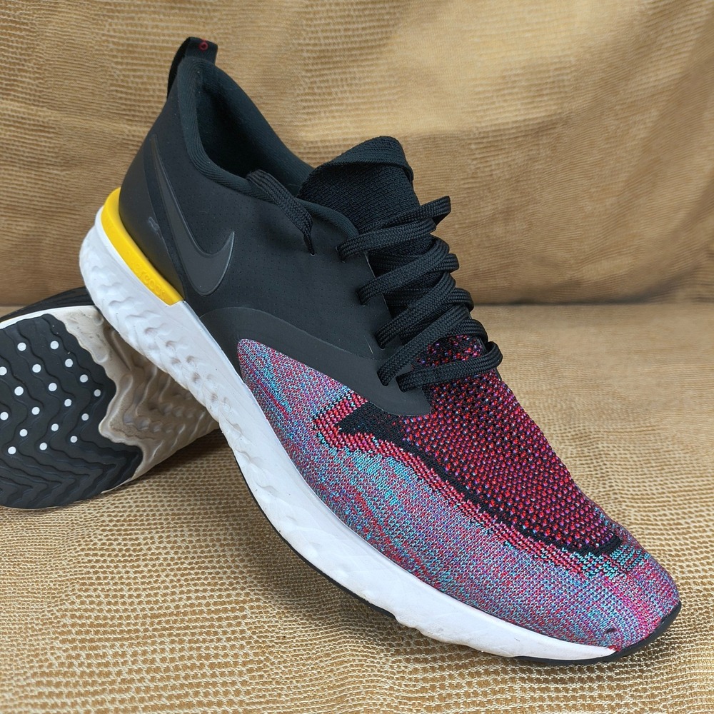 Nike Odyssey React Flyknit 2 Mens Running Shoes Black Multi Color AH1015-005 12 - Picture 2 of 14